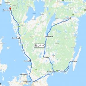 NAUJIENA! Nemokamo pristatymo maršruto Švedijos Pietų žemėlapis (1 kartas per mėnesį)