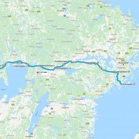 Map of a free delivery route in Sweden (2-3 times per month)