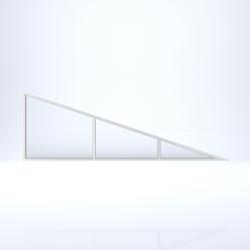 Nevarstoma trikampė aliuminė vitrina su dviem padalinimais 