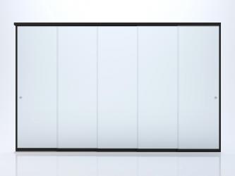 5 rails and 5 sliding sections Frameless type glass sliding doors