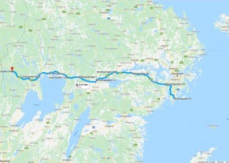 Nemokamo pristatymo maršruto Švedijoje žemėlapis (2-3 kartai per mėnesį)